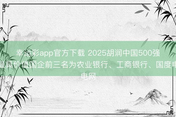 幸运彩app官方下载 2025胡润中国500强：最具价值国企前三名为农业银行、工商银行、国度电网