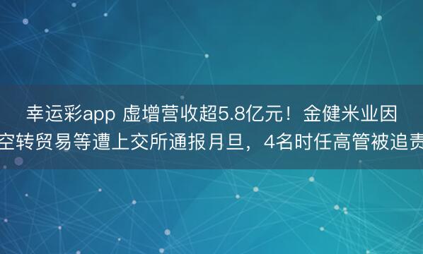 幸运彩app 虚增营收超5.8亿元！金健米业因空转贸易等遭上交所通报月旦，4名时任高管被追责