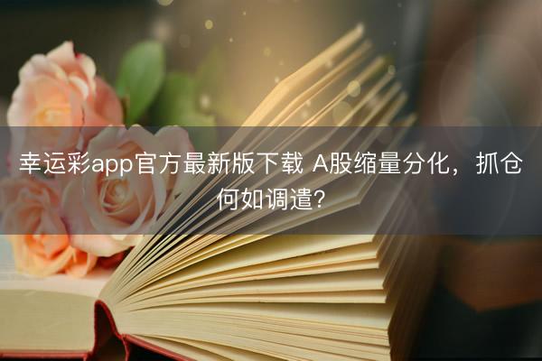 幸运彩app官方最新版下载 A股缩量分化，抓仓何如调遣？