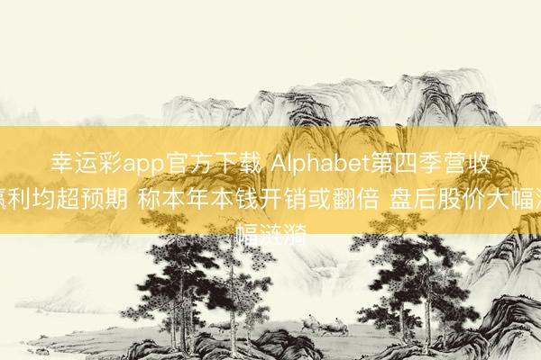 幸运彩app官方下载 Alphabet第四季营收和赢利均超预期 称本年本钱开销或翻倍 盘后股价大幅涟漪