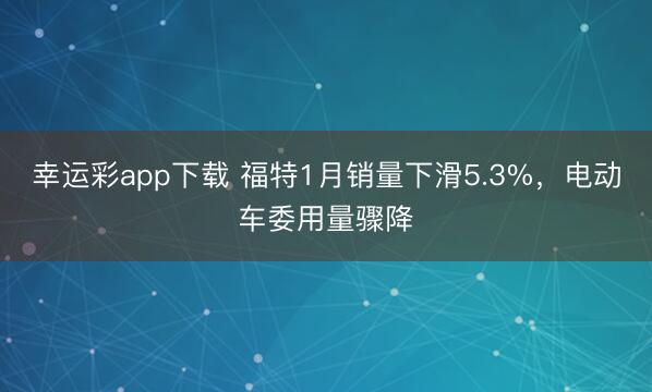 幸运彩app下载 福特1月销量下滑5.3%，电动车委用量骤降