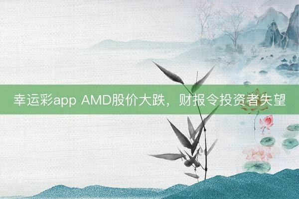 幸运彩app AMD股价大跌,财报令投资者失望