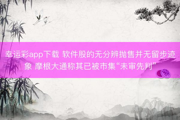 幸运彩app下载 软件股的无分辨抛售并无留步迹象 摩根大通称其已被市集“未审先判”