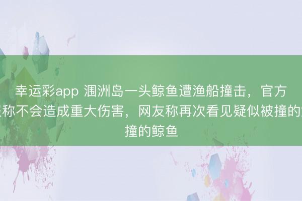幸运彩app 涠洲岛一头鲸鱼遭渔船撞击，官方通报称不会造成重大伤害，网友称再次看见疑似被撞的鲸鱼
