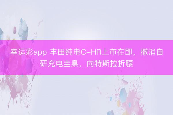 幸运彩app 丰田纯电C-HR上市在即，撤消自研充电圭臬，向特斯拉折腰