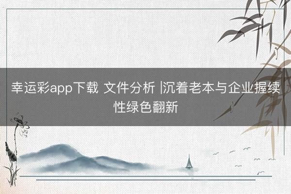 幸运彩app下载 文件分析 |沉着老本与企业握续性绿色翻新