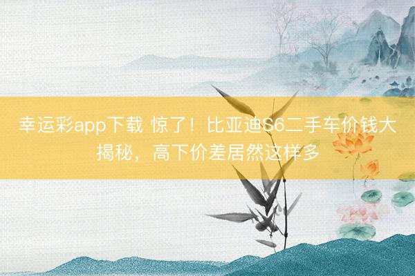 幸运彩app下载 惊了！比亚迪S6二手车价钱大揭秘，高下价差居然这样多