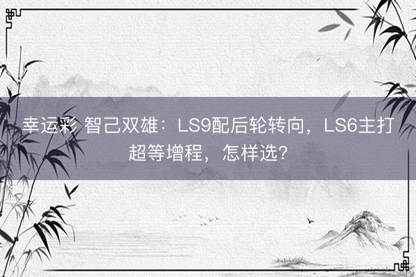 幸运彩 智己双雄：LS9配后轮转向，LS6主打超等增程，怎样选?