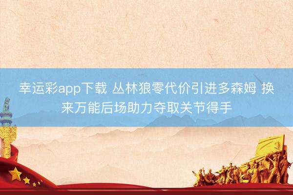 幸运彩app下载 丛林狼零代价引进多森姆 换来万能后场助力夺取关节得手