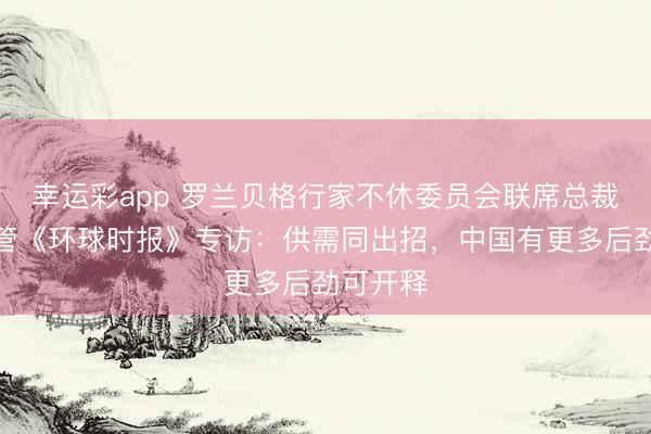 幸运彩app 罗兰贝格行家不休委员会联席总裁戴璞接管《环球时报》专访:供需同出招,中国有更多后劲可开释