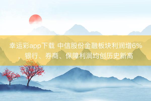 幸运彩app下载 中信股份金融板块利润增6%，银行、券商、保障利润均创历史新高