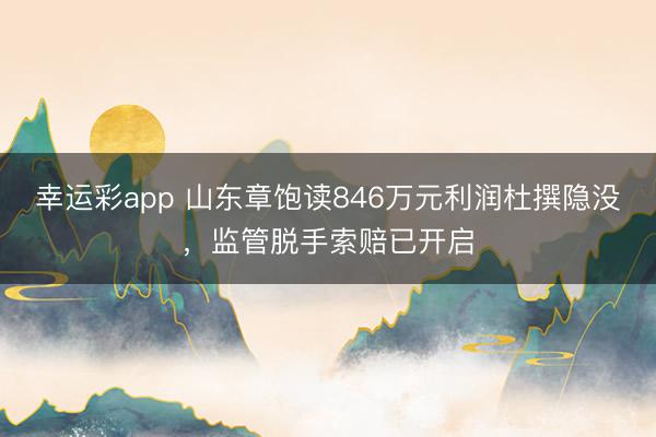 幸运彩app 山东章饱读846万元利润杜撰隐没，监管脱手索赔已开启