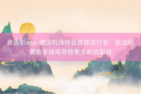 幸运彩app 德国机场协会首席实行官：航油枯竭合手续或导致更多航班取消