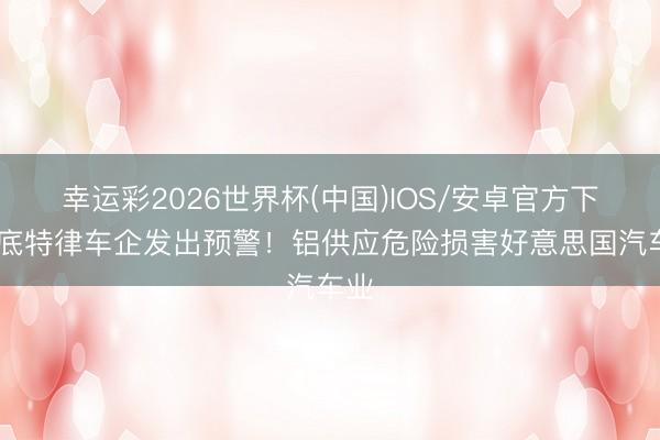 幸运彩2026世界杯(中国)IOS/安卓官方下载 底特律车企发出预警！铝供应危险损害好意思国汽车业