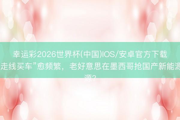 幸运彩2026世界杯(中国)IOS/安卓官方下载 “走线买车”愈频繁，老好意思在墨西哥抢国产新能源？