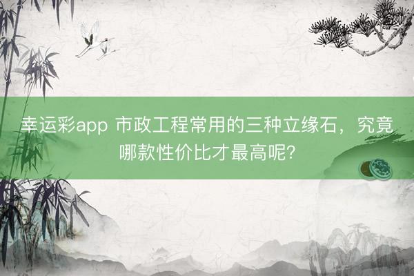 幸运彩app 市政工程常用的三种立缘石，究竟哪款性价比才最高呢？