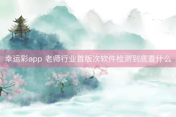 幸运彩app 老师行业首版次软件检测到底查什么