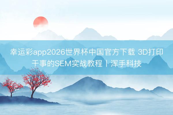 幸运彩app2026世界杯中国官方下载 3D打印干事的SEM实战教程丨浑手科技