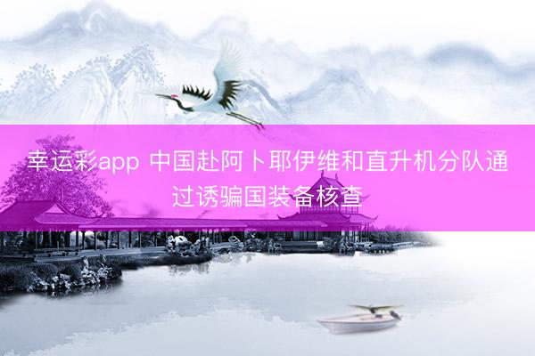 幸运彩app 中国赴阿卜耶伊维和直升机分队通过诱骗国装备核查
