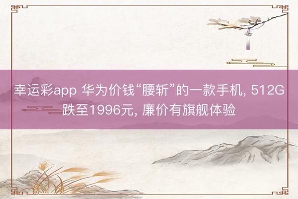 幸运彩app 华为价钱“腰斩”的一款手机， 512G跌至1996元， 廉价有旗舰体验