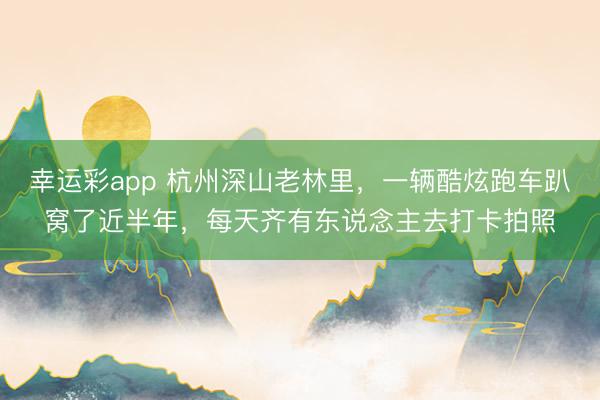 幸运彩app 杭州深山老林里，一辆酷炫跑车趴窝了近半年，每天齐有东说念主去打卡拍照